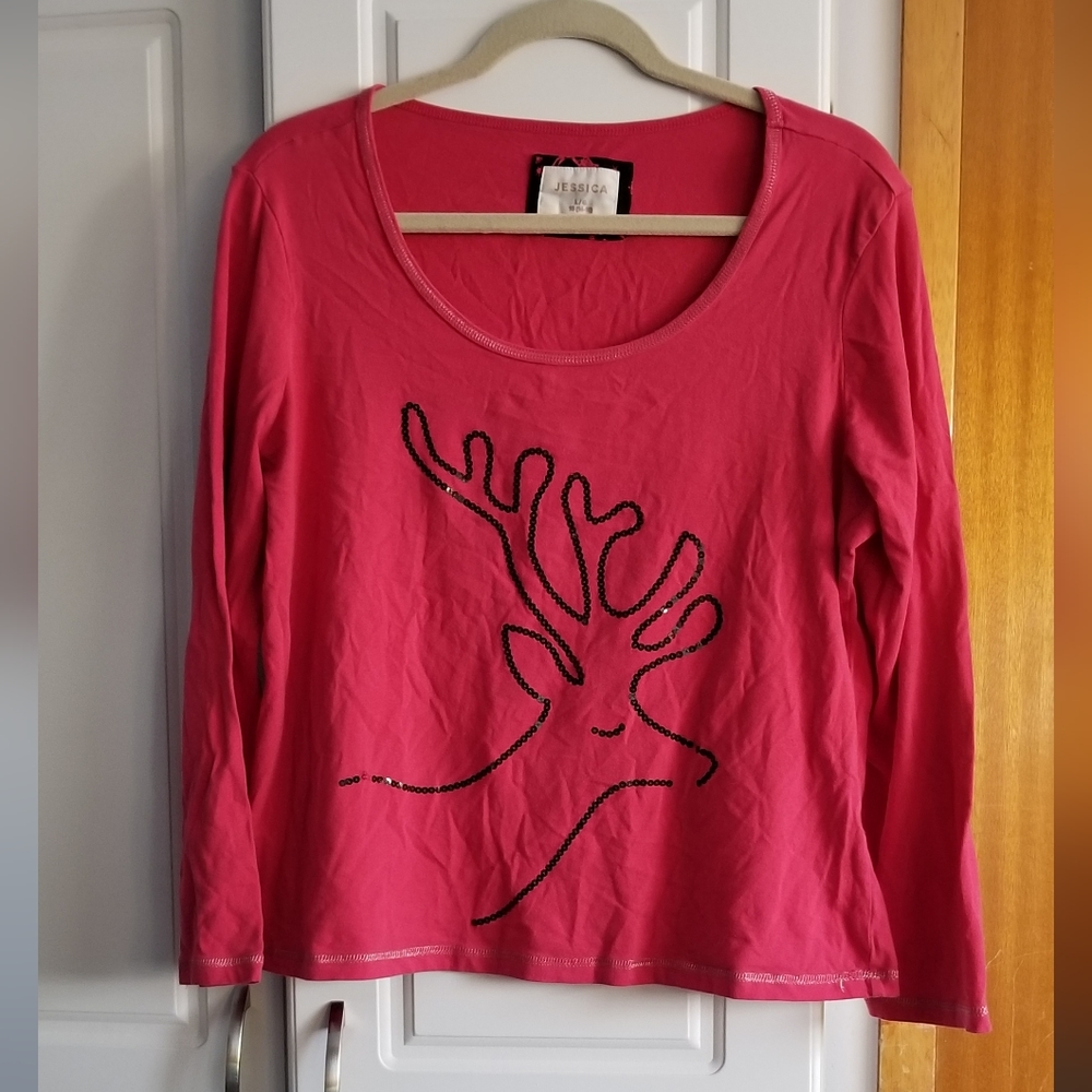 🌻🎅Jessica sequined reindeer pajama top